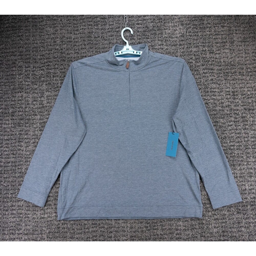 Fairlane Pullover Mens 2XL Blue White 1/4 Zip Performance Pique Wicking Golf NWT
